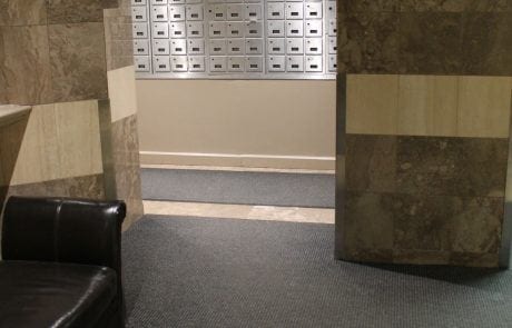 Interior view of entrance matting at Kent Street Towers